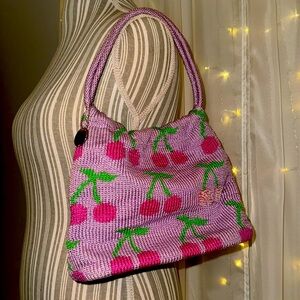 The Sak Y2K Crochet Cherry Print Shoulder Bag